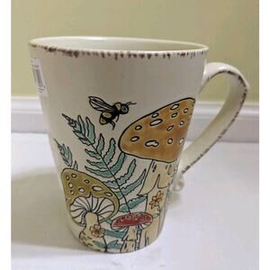 Spectrum Designz COFFEE MUG Bumble Bee Mushroom Hand Painted Raised Design New